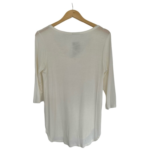 P.S. Kate Anna Criss Cross Top Semi Sheer Off White Tunic 3/4 Sleeve Size M - Picture 7 of 10
